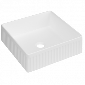 INVENA Umywalka nablatowa ryflowana, kwadratowa Glamour, biały połysk CE-63-K01-L