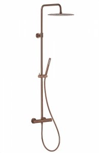 ARMATURA KRAKÓW KFA Zestaw prysznicowo-wannowy deszczownia wannowa z baterią termostatyczną MOZA BRUSHED ROSE GOLD 5736-921-34
