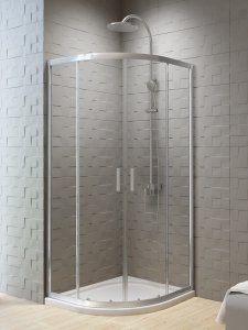 NEW TRENDY Kabina prysznicowa NEW VARIA 2D półokrągła R55 U 90x90x200 szkło czyste 6mm Active Shield K-5467