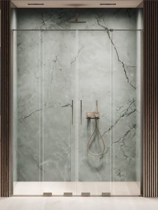 NEW TRENDY Drzwi wnękowe SMART GUNMETAL BRUSHED 2D U 150x200 szkło czyste 8mm Active Shield 2.0 EXK-7835
