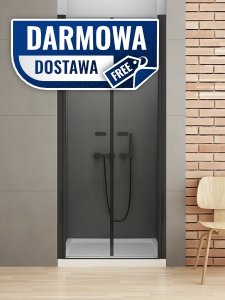 NEW TRENDY Drzwi wnękowe prysznicowe podwójne otwierane NEW SOLEO BLACK 100x195 D-0216A 