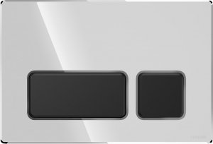 CERSANIT - Przycisk spłukujący BLOCK by Cersanit w kolorze chrom błyszczący z klawiszami owalnymi w kolorze czarny matowy  K97-0565