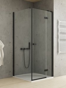 NEW TRENDY Kabina prysznicowa drzwi pojedyncze uchylne REFLEXA BLACK 90x70x200 POLSKA PRODUKCJA 