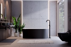 BESCO Wanna wolnostojąca Lova Matt B&W 160 + klik-klak gun metal czyszczony od góry #WMM160LBKGR