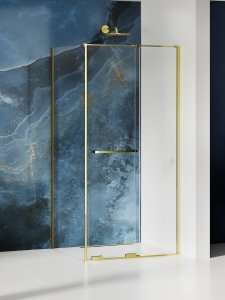 NEW TRENDY Kabina prysznicowa SMART LIGHT GOLD 1D prostokątna U 160x80x200 szkło czyste 8mm Active Shield 2.0 - UCHWYT RELING EXK-6722