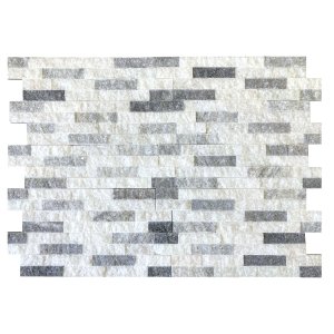 CAPITILE  - Panel ścienny Marmur Biało-Szary White Grey Marble Brick - marmur Stackstone Cloudy Grey łupany, naturalny 10x36x0,8-1,3 cm /opakowanie 0,396m2/