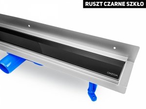 OKEDA Przyścienny odpływ liniowy OKEDA® PRIME LINE™ - BLACK GLASS - CZARNE SZKŁO 100cm 21100.06
