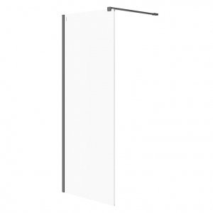 CERSANIT - Kabina prysznicowa Walk-In MILLE czarna - (80x200) szkło transparentne   S161-007