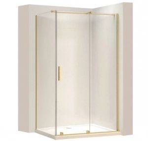 REA - Kabina Prysznicowa MONTANA Gold Brush / Złota Szczotkowana 100x80  /drzwi 100 + ścianka 80/
