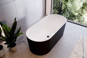 BESCO Wanna wolnostojąca Lova B&W 160x74 + klik-klak chrom #WWM-160LBKS