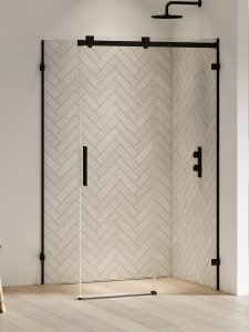 NEW TRENDY Kabina prysznicowa SOFTI BLACK X 1D prostokątna L 110x90x200 szkło czyste 8mm Active Shield 2.0 EXK-5387