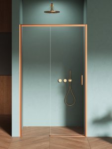 NEW TRENDY Drzwi wnękowe PRIME COPPER BRUSHED 1D L 100x200 szkło czyste 6mm Active Shield 2.0 D-0812A