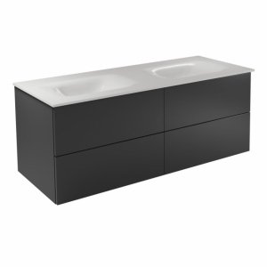 BESCO Szafka Akya Classic Gun Metal Połysk 131 z umywalką biały połysk + klik-klak biały #KAC-131-PGW
