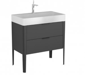 KROFAM - Szafka pod umywalkę VIBE 80cm, 2 szuflady, czarny  VI 8070-45Z-S