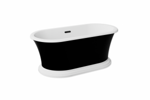 BESCO Wanna wolnostojąca Ziva Matt B&W 160x75 + klik-klak z przelewem szczelinowym złoty #WMA-160ZBSG