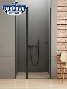 NEW TRENDY Drzwi wnękowe prysznicowe otwierane na zewnątrz i do wewnątrz NEW SOLEO BLACK 110X195 D-0243A