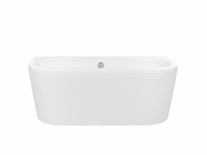 BESCO Wanna przyścienna wolnostojąca Volya 140x75 + syfon klik-klak chrom z przelewem slim #WKV-140-WSS