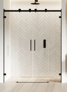 NEW TRENDY Drzwi wnękowe 150x200 Softi X Black, drzwi podwójne, przesuwne, typu soft close EXK-5371