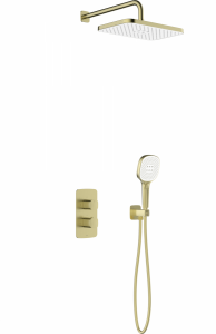 ARMATURA KRAKÓW KFA Zestaw prysznicowy podtynkowy z baterią termostatyczną MALAGA BRUSHED LIGHT GOLD 5759-501-31