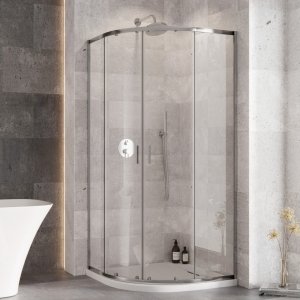 BESCO Kabina prysznicowa z brodzikiem 90x90x190 Zarya Chrom 90 + brodzik Axim 90 ZC-AX-90-190