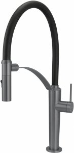 DEANTE Bateria kuchenna z elastyczną wylewką - 2 rodzaje strumienia CORDA titanium BRC_D72M 