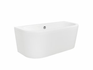 BESCO Wanna przyścienna wolnostojąca Volya 170 + syfon klik-klak chrom z przelewem slim #WKV-170-WSS