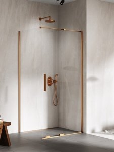 NEW TRENDY Kabina prysznicowa Smart Copper Brushed, drzwi przesuwne 100x80x200 EXK-7667