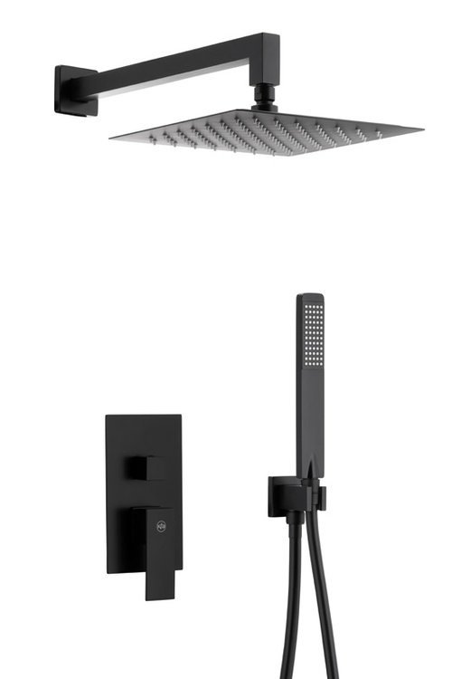 ARMATURA KRAKÓW KFA Zestaw natryskowy podtynkowy LOGON BLACK z baterią 3-funkcyjną  5139-501-81 + AQUALine - Odpływ liniowy posadzkowy czarny/black 2w1 pod płytkę 70cm L04BK700