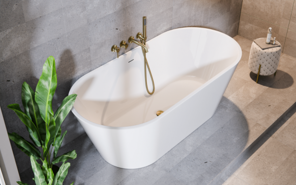 BESCO Wanna wolnostojąca Deeva 150x75 + maskownica odpływu czarna matt #WWA-150-DCZ