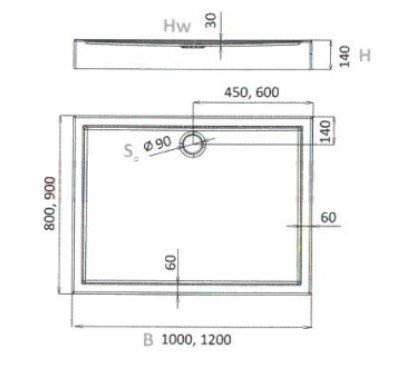 AQUAFORM - Brodzik prysznicowy prostokątny SLEEK biały 90X120X14/3 FI90