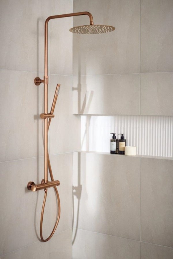 ARMATURA KRAKÓW KFA Zestaw prysznicowy deszczownia z baterią termostatyczną MOZA PREMIUM ROSE GOLD 5736-920-34
