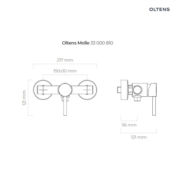 Oltens Molle bateria prysznicowa ścienna złoto szczotkowane 33000810