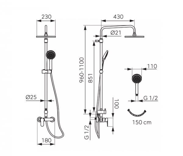 FERRO Zestaw natryskowy z baterią NOSTRIS NP99-BNS7U