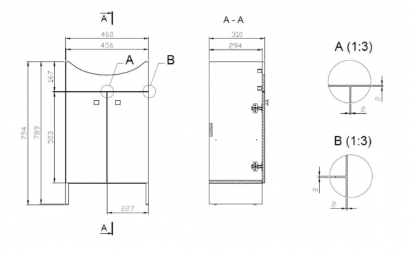 MITO - Set C12: zestaw szafka 50 cm BASIC biała + umywalka meblowa CERSANIA biały połysk  S801-535