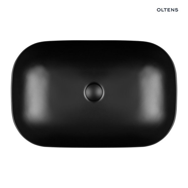 OLTENS Hamnes umywalka 61x40 cm nablatowa owalna z powłoką SmartClean czarny mat 40802300