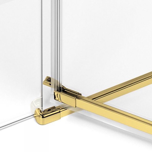 NEW TRENDY Drzwi wnękowe AVEXA GOLD BRUSHED 1D P 130x200 szkło czyste 6mm Active Shield 2.0 złoto szczotkowane EXK-1725