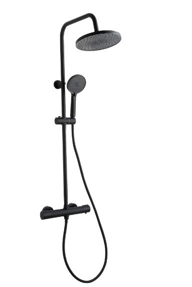 INVENA - Deszczownia z baterią natryskową VOLOS czarny  AU-37-T04-V