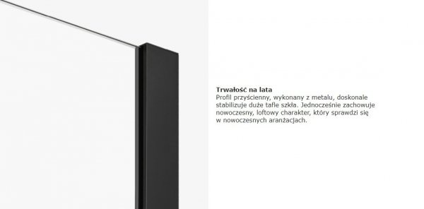 NEW TRENDY Drzwi prysznicowe przesuwne SOFTI BLACK 180x200 samodomykające EXK-3958