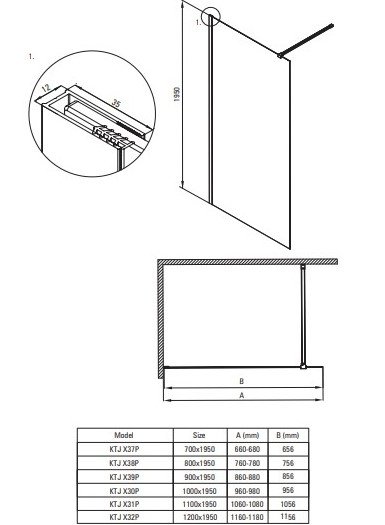 DEANTE - Ścianka prysznicowa PRIZMA walk-in 100 szkło transparentne, profil - złoty szczotkowany  KTJ_R30P