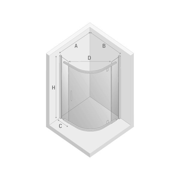 NEW TRENDY Kabina prysznicowa półokrągła NEW KOMFORT 80x80x195 szkło czyste 6mm K-0434