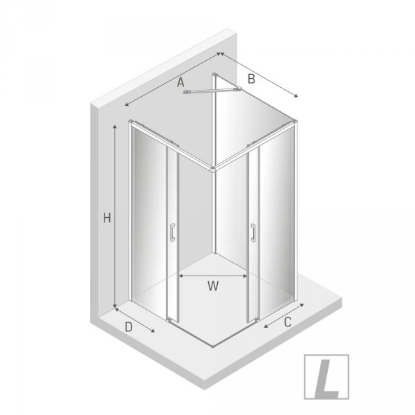 NEW TRENDY Kabina prysznicowa drzwi podwójne przesuwne PRIME LIGHT GOLD 90x80x200 K-1189