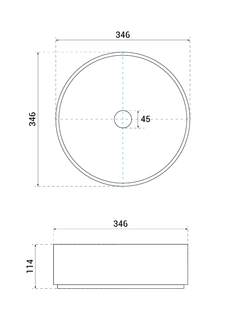 BESCO Umywalka nablatowa Clea Cera-Line 34,5 Matt Black UNCM-35-CLC
