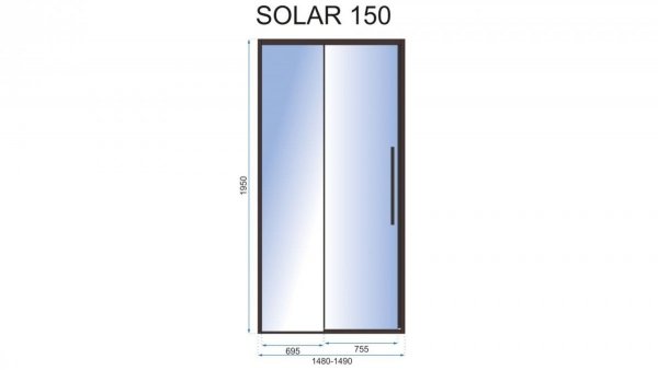 REA - Drzwi prysznicowe przesuwne SOLAR BLACK 150