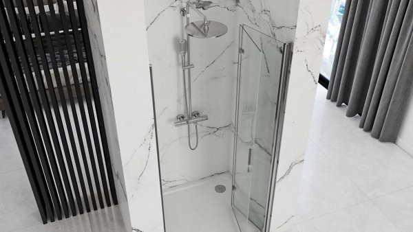REA Drzwi prysznicowe wnękowe składane MOLIER CHROME + PROFIL 80cm