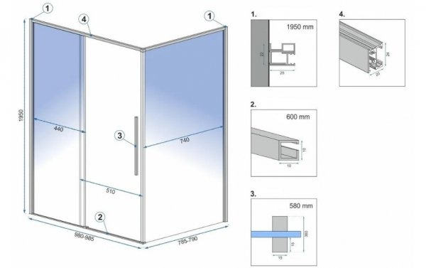 REA - Kabina prysznicowa SOLAR Złota Szczotkowana 100x80
