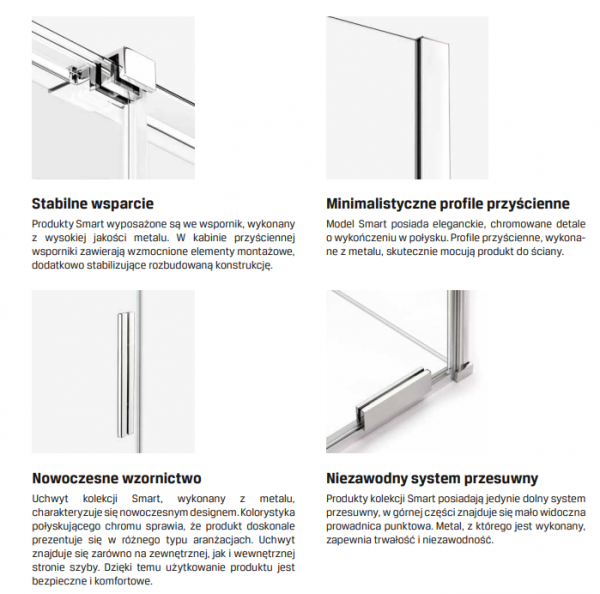 NEW TRENDY Drzwi wnękowe prysznicowe przesuwne podwójne SMART 160x200 EXK-4017