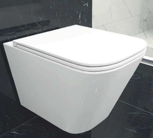 AQUAFORM - miska wc GETAFE Rimless z deską duroplastową SLIM wolnoopadającą, kolor biały  CE-MW-002-11-RIM