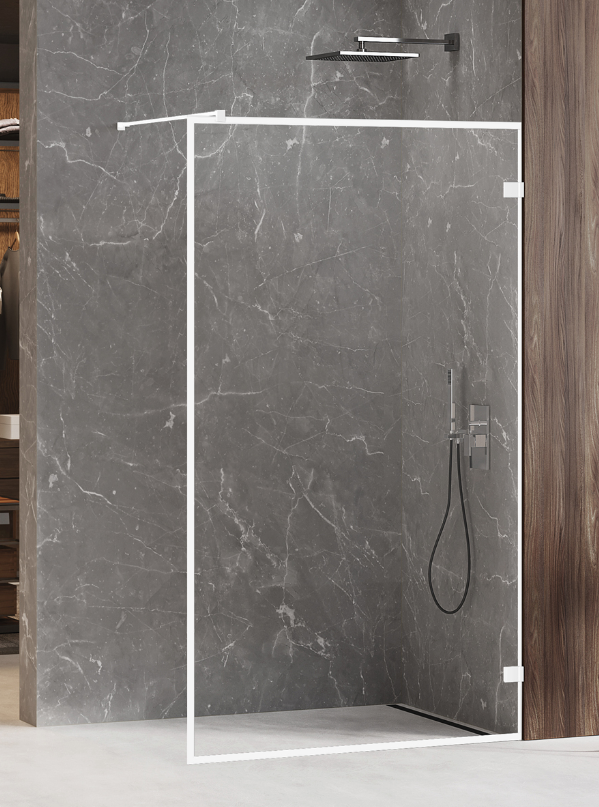 NEW TRENDY Kabina prysznicowa walk in Avexa White 140x200, jednoelementowa. Ze wzorem ramki. Grubość szkła 6mm  EXK-2999