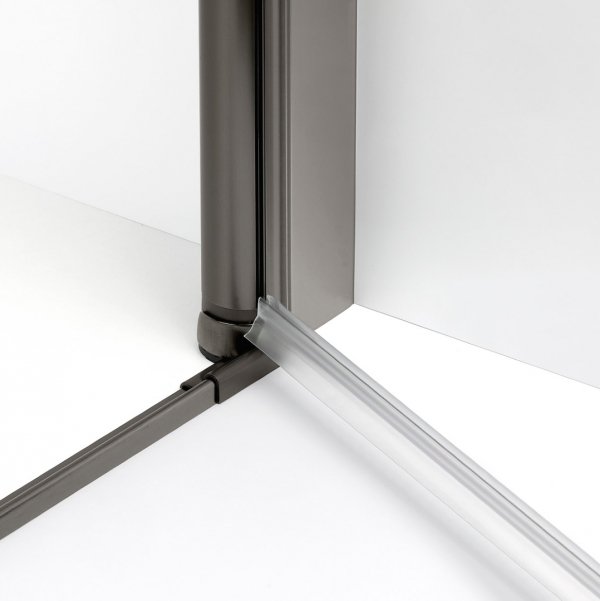 NEW TRENDY Kabina prysznicowa NEW SOLEO GUNMETAL BRUSHED 2D prostokątna U 90x90x195 szkło czyste 6mm Active Shield - wahadłowe K-2180