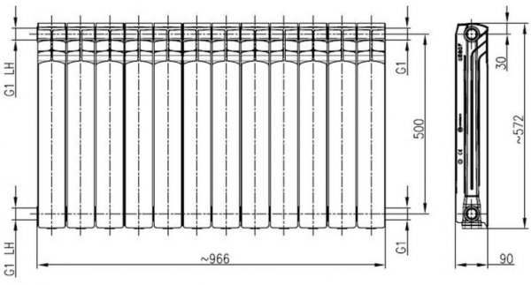 ARMATURA KRAKÓW - Grzejnik aluminiowy G500F 12-elementowy  789-120-44